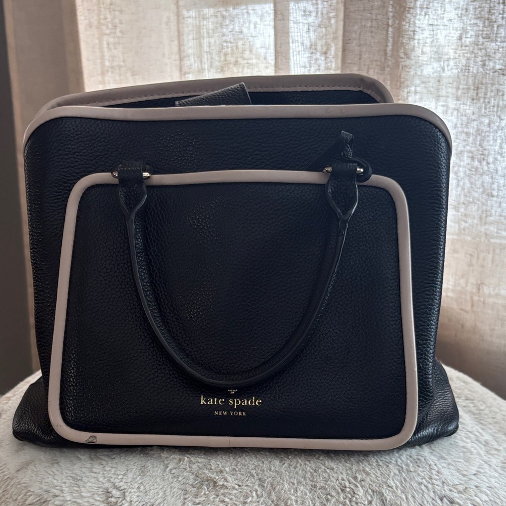 Kate Spade Black Satchel with White Trim